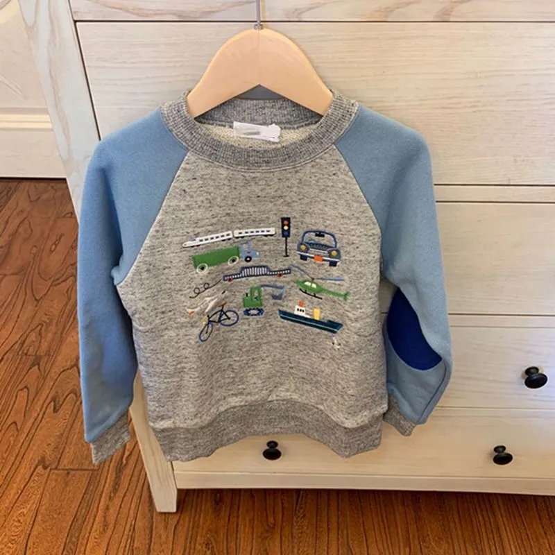 

Свитшот для мальчиков, изысканный мультяшный свитшот с длинным рукавом и ручной вышивкой