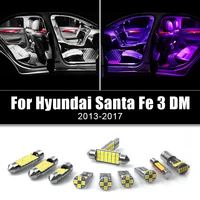 for hyundai santa fe 3 dm 2013 2014 2015 2016 2017 7pcs car led bulb interior reading lamp vanity mirror trunk light accessories