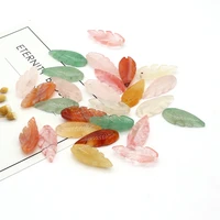 6pcs natural stone agates leaf shape charms pendants beads for jewelry making necklace earring women gift size 10x25mm