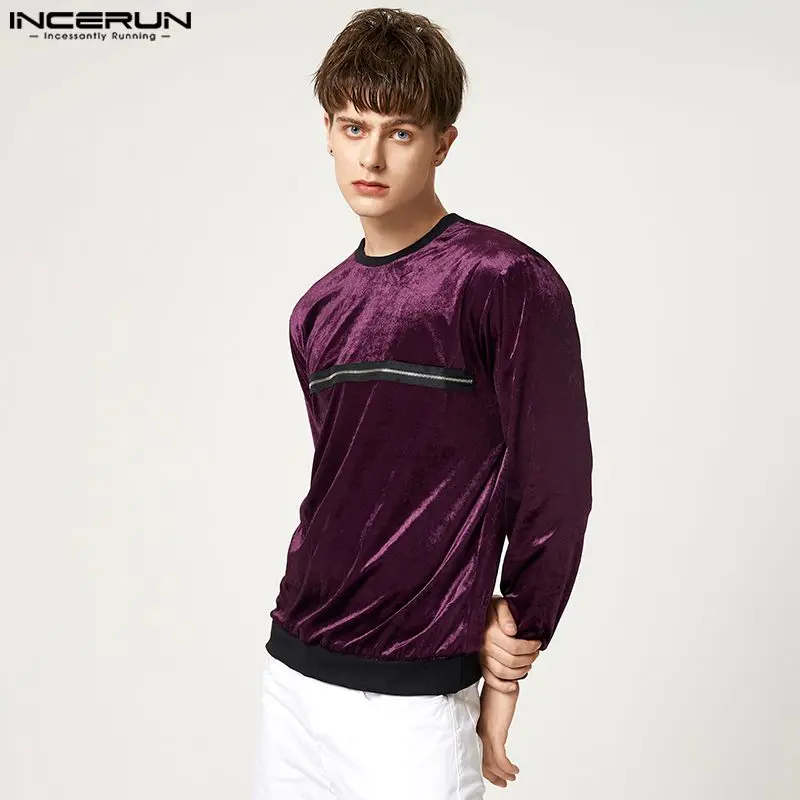 

Fashion Casual Style New Men's T-shirt Round Neck Hot Sale Zipper Tees Male Loose Comerforable Streetwear Camiseta S-5XL INCERUN