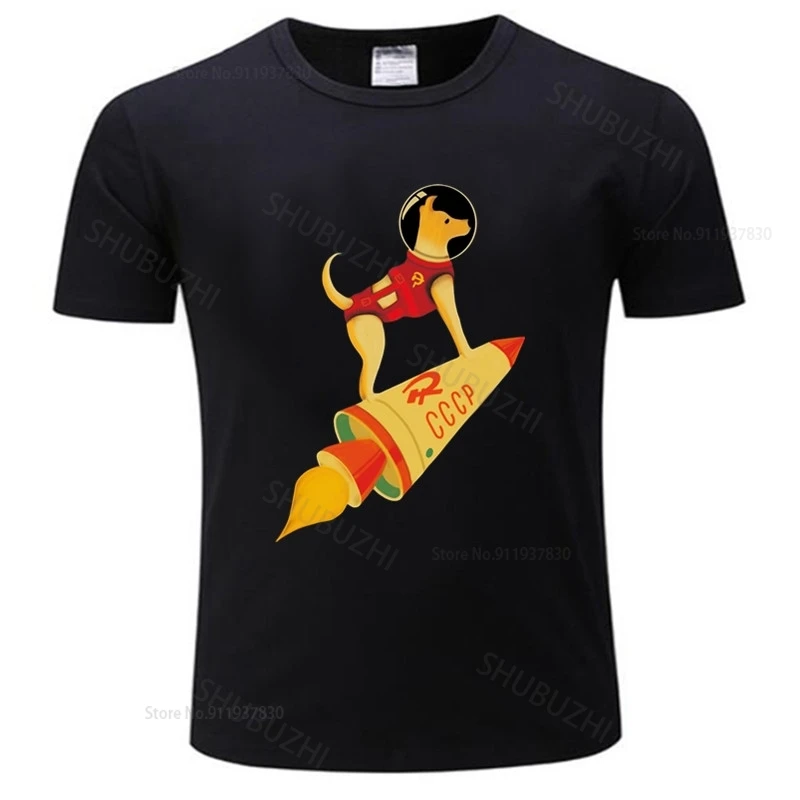 

Мужская футболка с круглым вырезом, модная брендовая черная футболка, новинка, СССР, советская Лайка, сверхракетная собака с российским космическим принтом