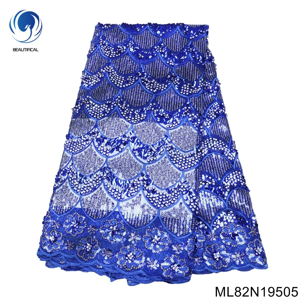 

Latest Blue Sequins African Mesh Lace 2023 High Quality Nigerian Wedding Cloth for Women Party Embroidery French Fabric ML82N195