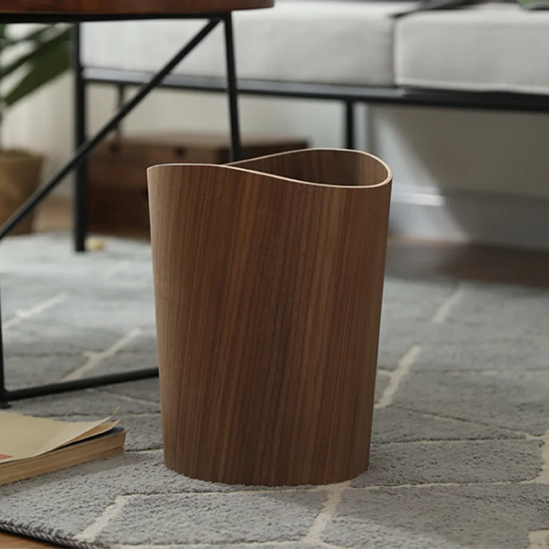 

European Wooden Trash Bin Handmade Creative Hotel Trash Organizer Modern Bedroom Trash Can Home Kitchen Creative Storage Baskets