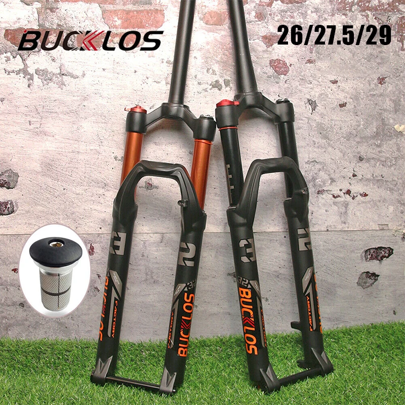 

BUCKLOS Thru Axle MTB Fork 26in 27.5in 29in Air Suspension Mountain Bike Fork 140mm Travel Mountain Bicycle Fork 15*100mm
