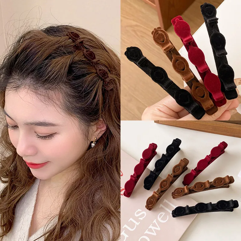 

2023 Flocked Bangs Hair Clip Black Headwear Fashion Women Cute Hairpins Barrettes Hairgrip Alice Braided Hair Accessories