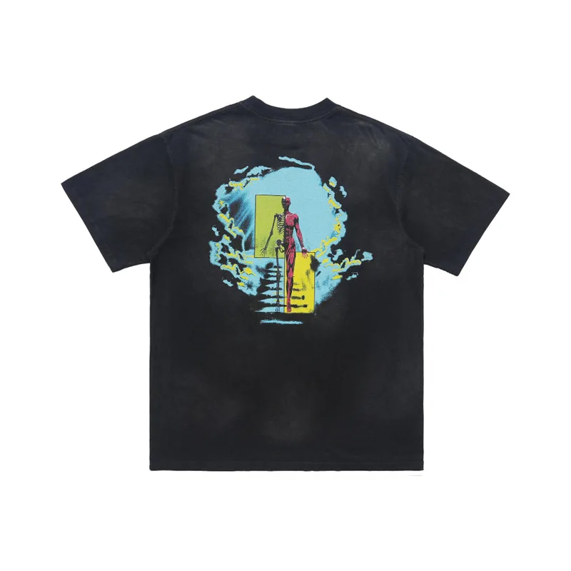 

Vintage Spray Painted Portrait Print T Shirt for Men Couple T-shirt