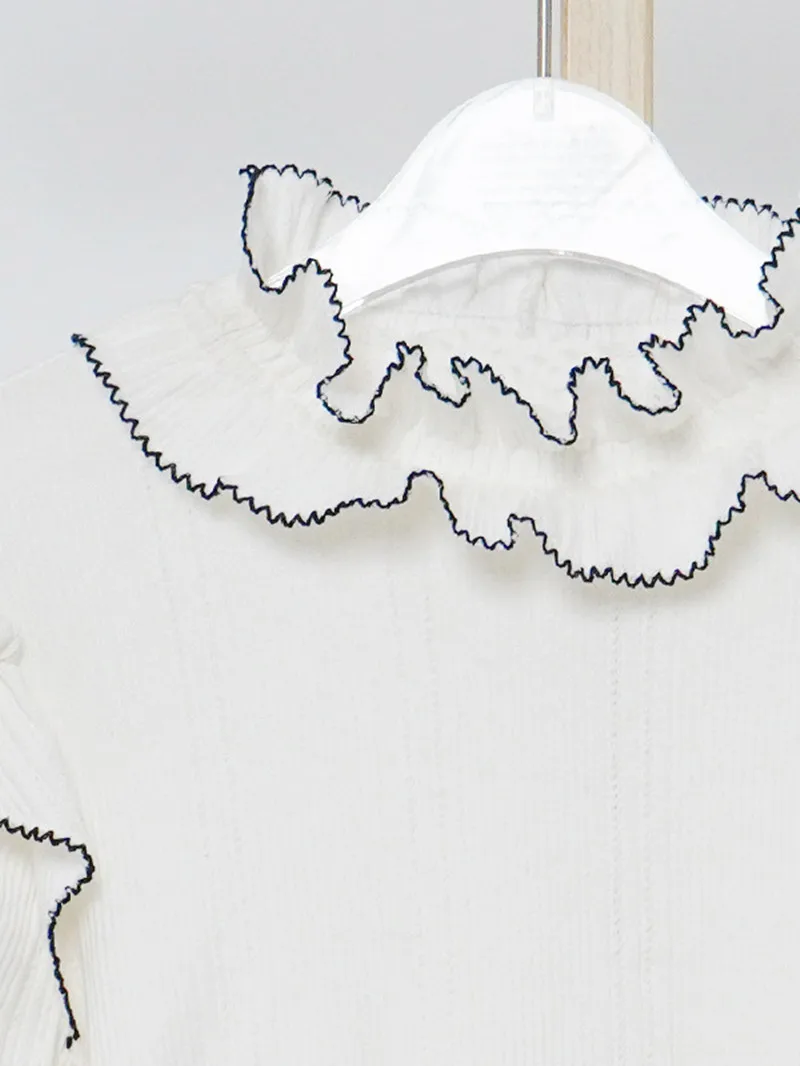 

Women Ruffles Sweet White Knitted Sweater Long Sleeve Slim Autumn Winter Pullover Temperament Knitwear Jumper