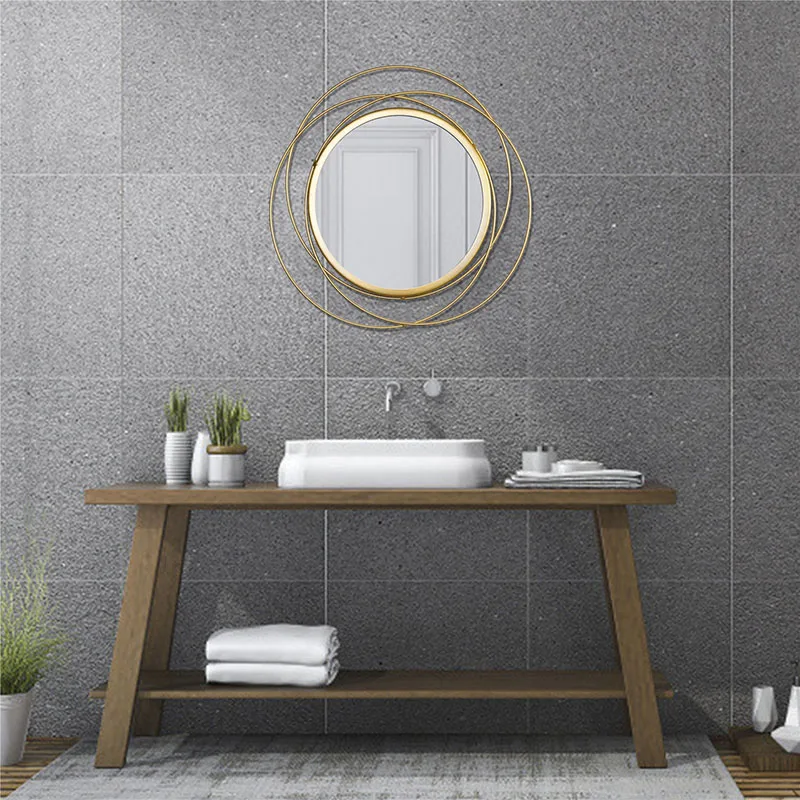 Shower Gold Vanity Round Table Mirror Cosmetic Makeup Decorative Wall Mirrors Bathroom Espejos Decorativos Decoration Home