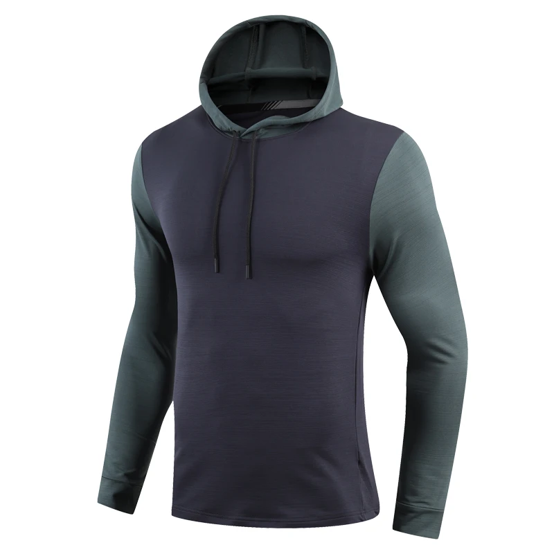 

Gym Training Sweatshirts Patchwork Running Hooded Outdoor Sport Training Muscle Tops Quick Dry Fashion Breathable Long Shirts