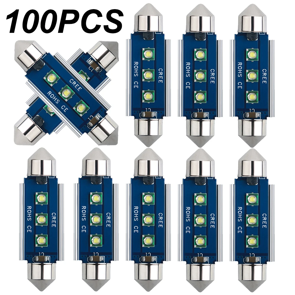 

100Pcs Pop Festoon LED Bulbs 31mm 36mm 39mm 41mm C5W C10W Super Bright Car Dome Light Canbus No Error Auto Interior Reading Lamp