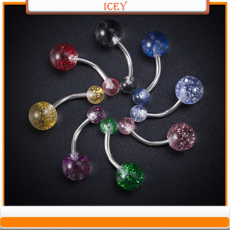 

8pcs star point belly ring sequins navel stud acrylic belly navel jewelry Stainless steel belly button ring belly body jewelry