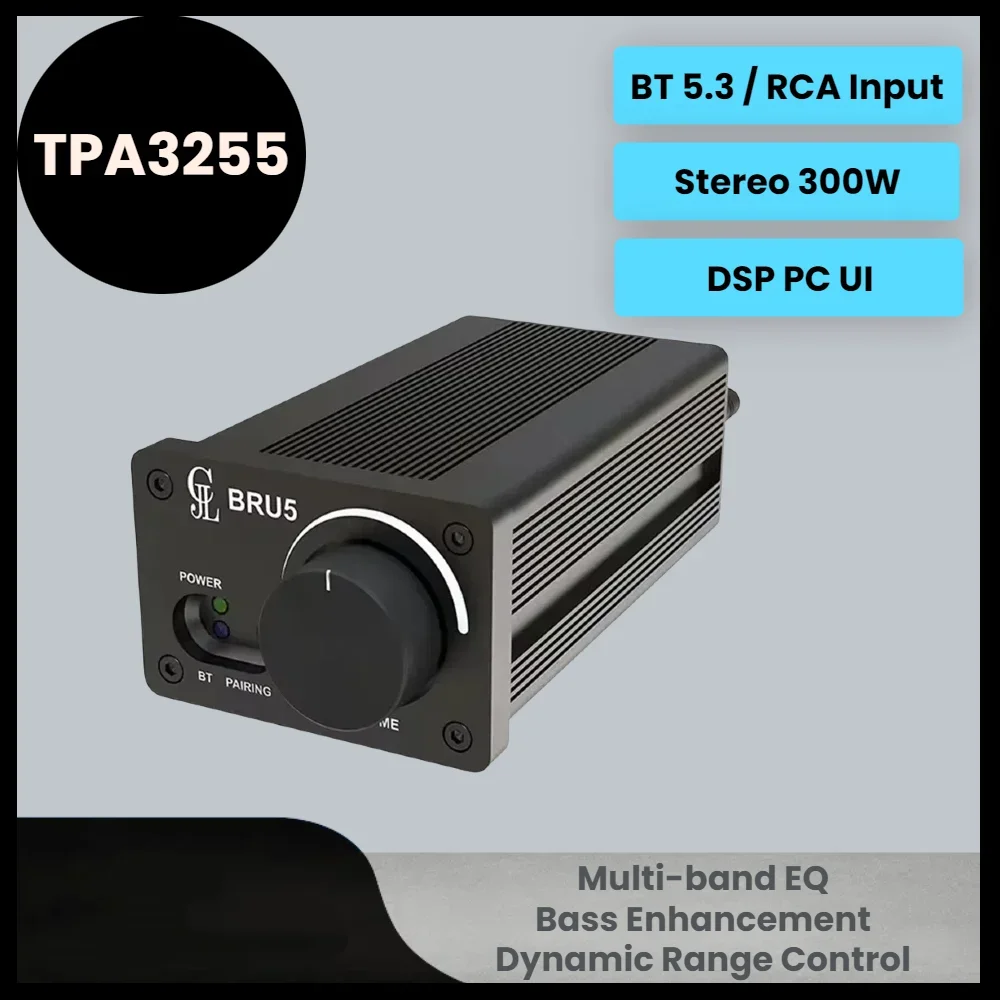 Фото Усилитель мощности 300W+300W TPA3255, стереоусилитель для ПК с DSP, настольный усилитель класса D BRU5