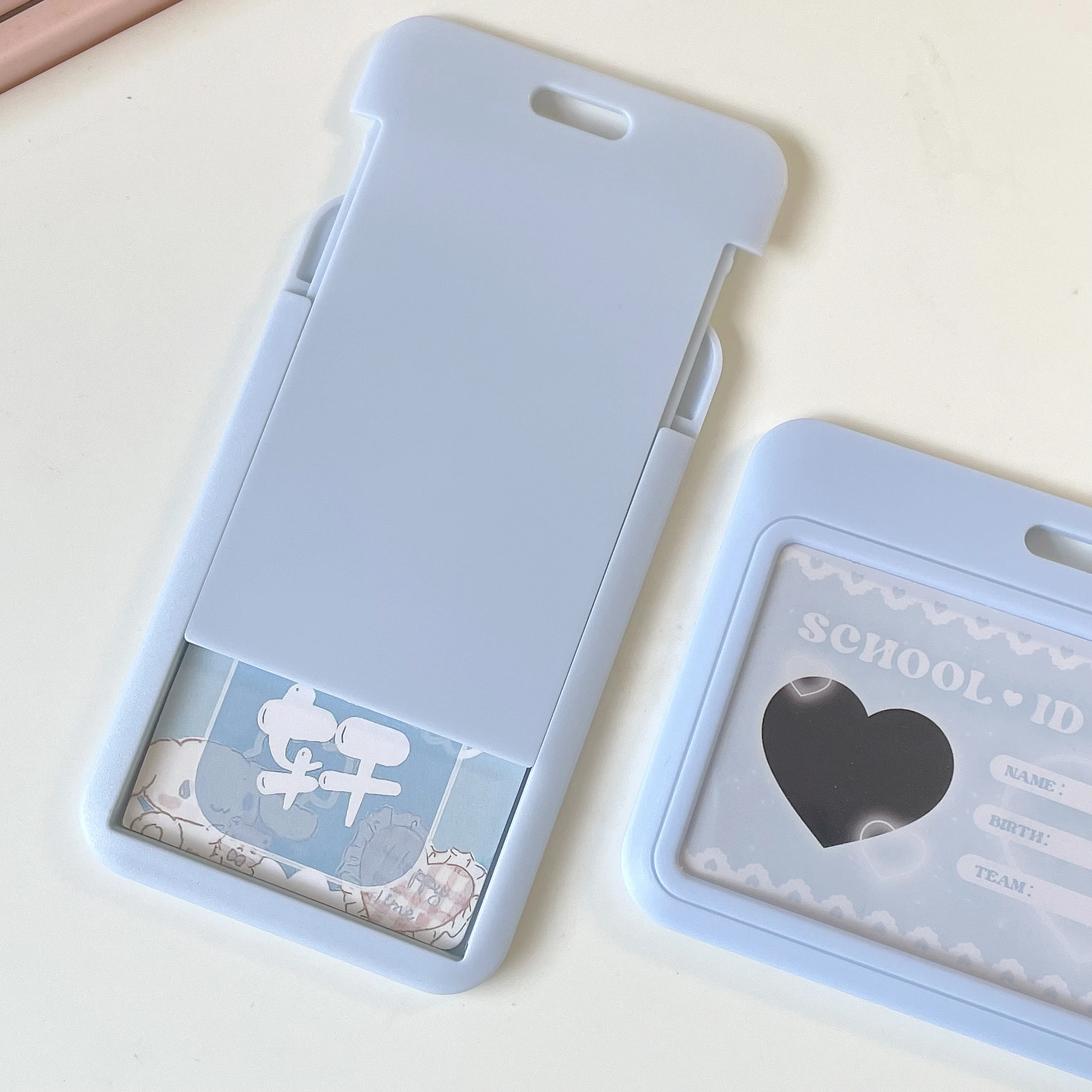 MINKYS Kawaii Baby Blue Milk Pink Photocard Holder Credit ID Bank Card Photo Display Holder Bus Card Protective Case Pendant