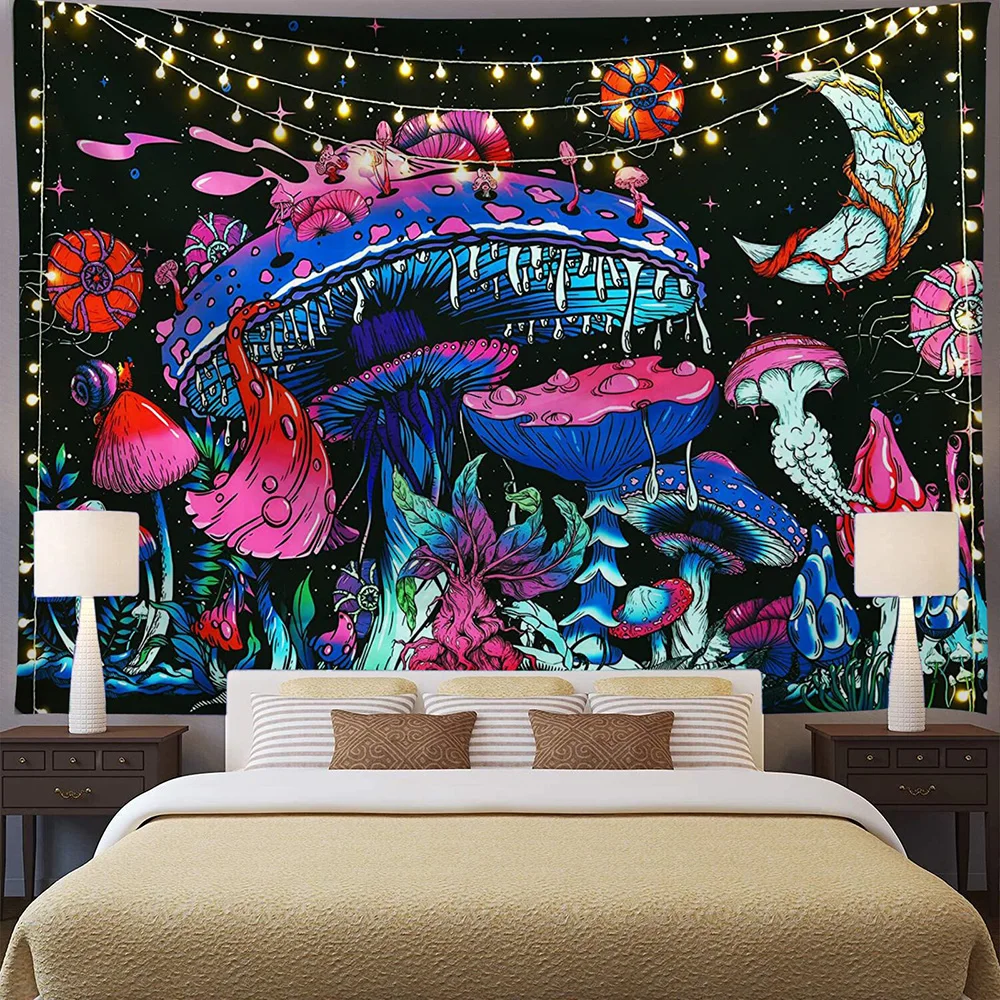 

Colorful Mushroom Tapestry Indian Mandala Bohemian Psychedelic Witchcraft Tapestry Hippie Moon Wall Hanging Home Decoration