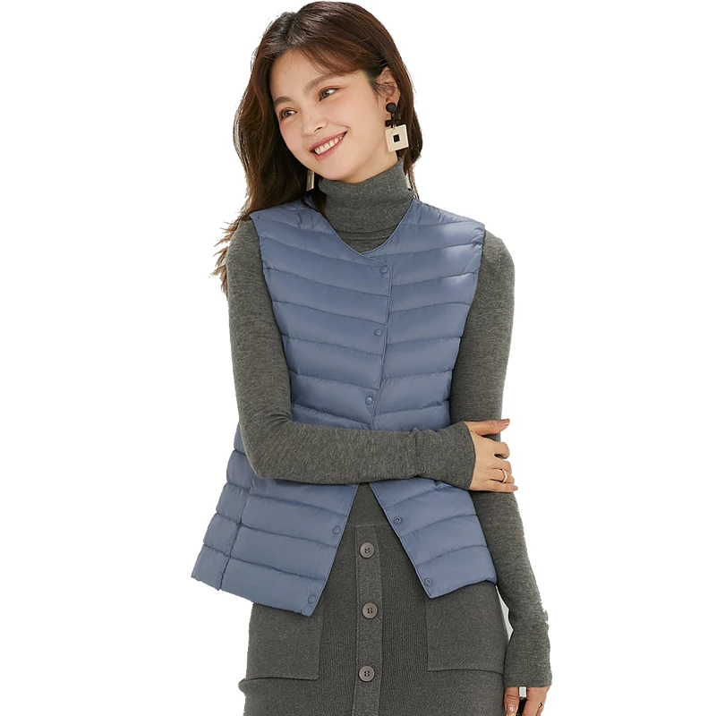 Spring Autumn Women Ultra Light Thin Down Vest White Duck Down Warm Winter Slim Waistcoat Under Parka Female Portable Outwear