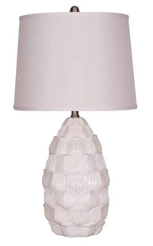 

Resin Table Lamp with Fabric Shade, White