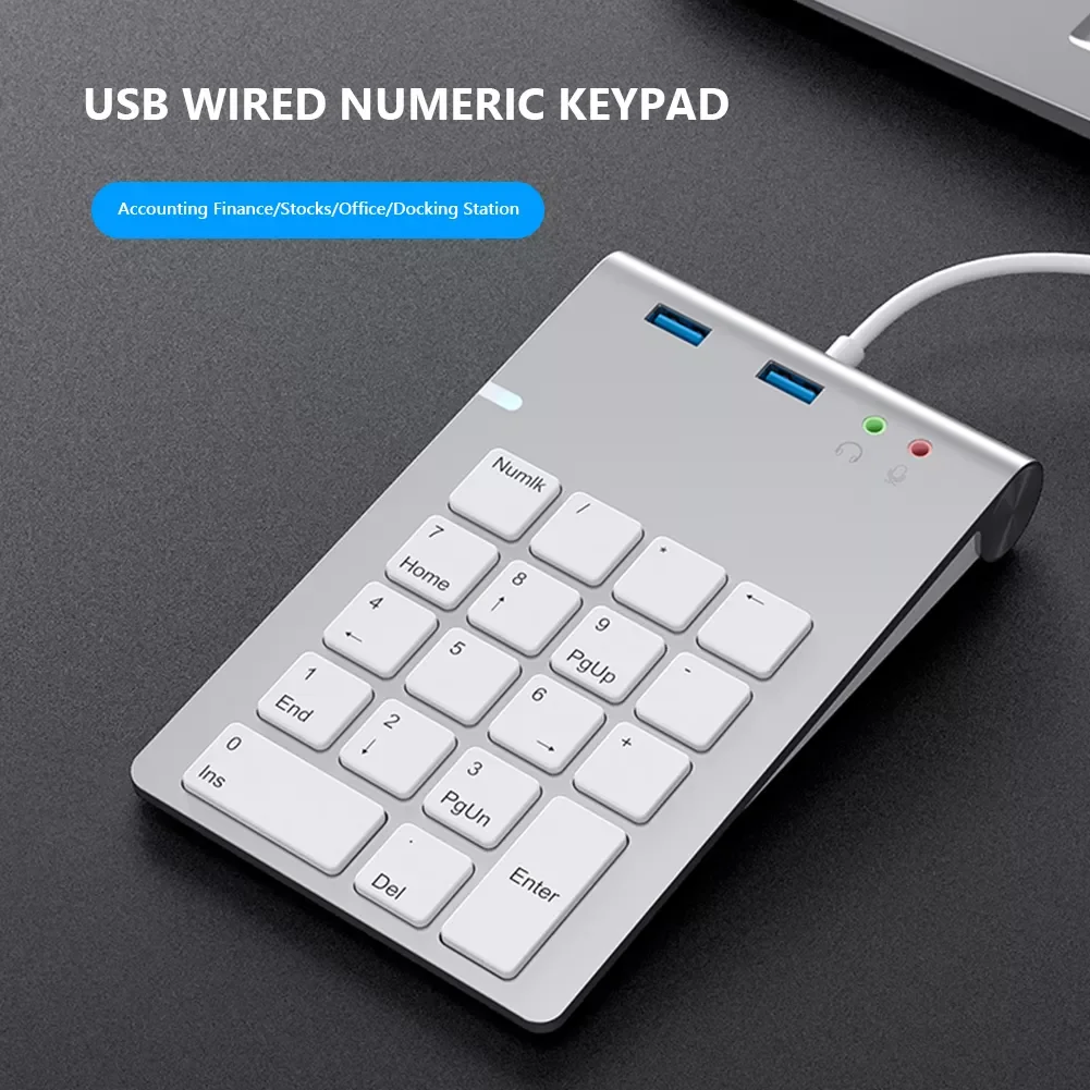 

VODOOL 18Keys Numeric Keypad Keyboard Numpad USB3.0 HUB Digital Keyboard for Accounting Laptop Desktop PC Ultra Slim Number Pad