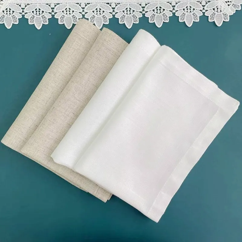 

12 Pieces White Placemats Table Mat Napkins Cotton Fabric Napkin Table Dinner Napkins For Party Wedding Many Size Available