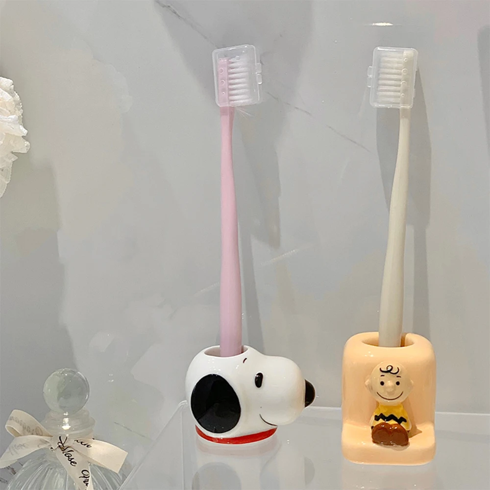 Anime Cartoon Kawaii Snoopys Portable Toothbrush Holder Multifunctional Mini Organizer Case Bathroom Storage Accessories Gifts