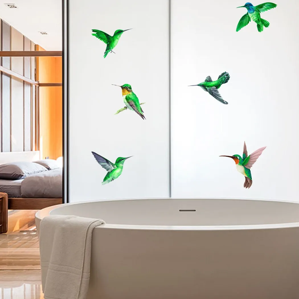 

6Pcs Electrostatic Glass Film Bird Anticollision Sticker Glass Sticker Living Room Decor 3D Bird Color Bird Warning Sticker