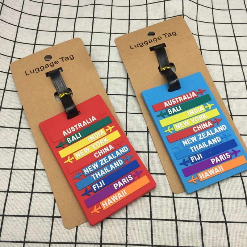 

New Worldwide City Name PVC Luggage Tag Fashion Letters Address Holder Baggage Label Silicone Identifier Travel Accessories