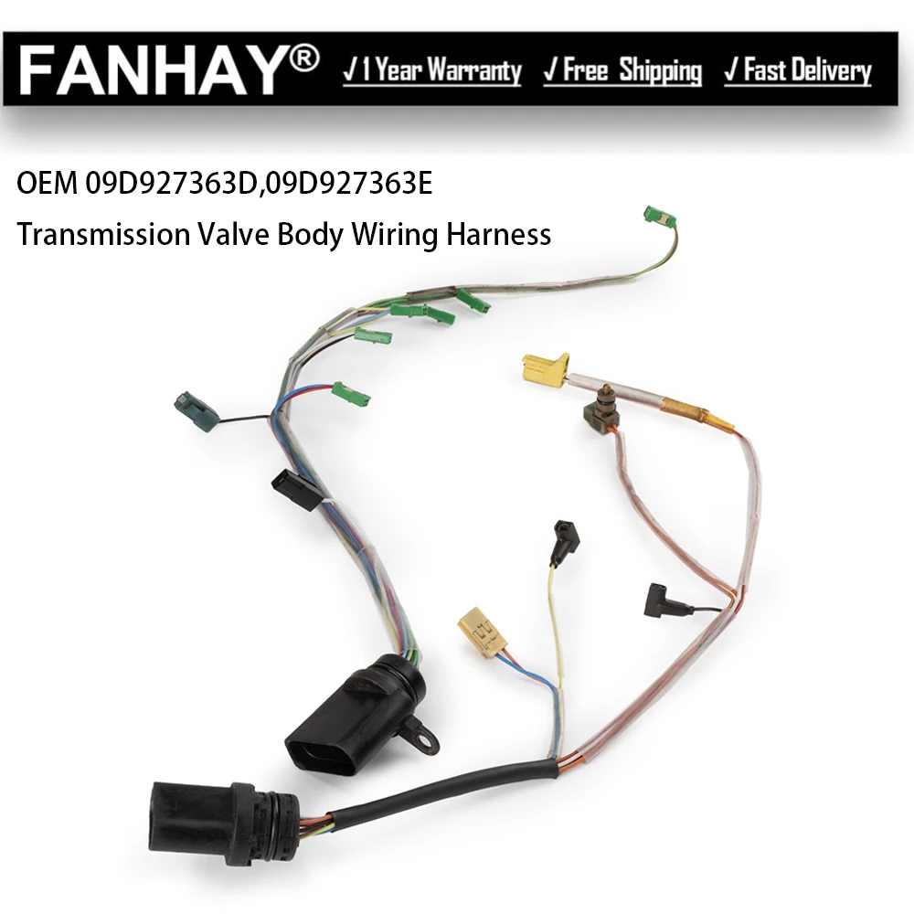

OEM 09D927363D Transmission Valve Body Wiring Harness 8PINS 14PINS For VW Touareg Sport Utility 3.2L 4.2L 4.9L 5.0L 09D927363E