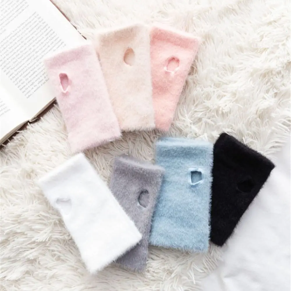 

Модные женские теплые вязаные перчатки на полпальца для девушек женские осенне-зимние плюшевые теплые варежки без пальцев Прямая поставка