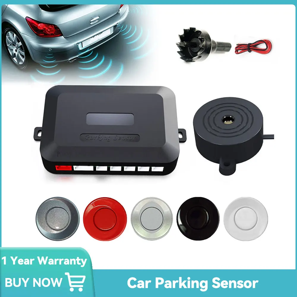 Car Parking Sensor Auto Parktronic LED Parking Radar Reverse Backup Radar Monitor System Buzzer 22mm With 4 Parking Sensors