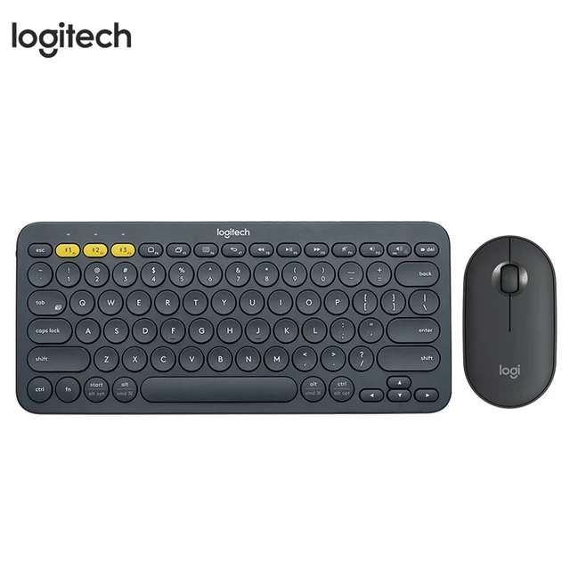 Клавиатура Logitech K380, Беспроводная Bluetooth и мышь, Набор клавиатуры и мыши, K380, черный + галька, черный 1