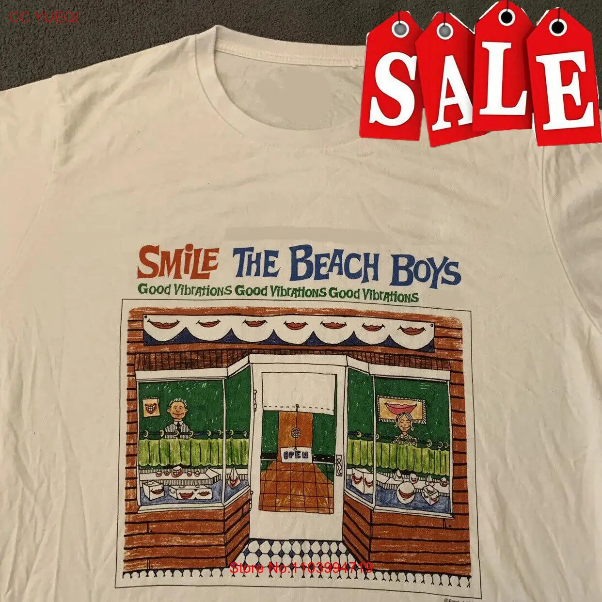 Белая футболка унисекс с коротким рукавом и принтом Улыбка