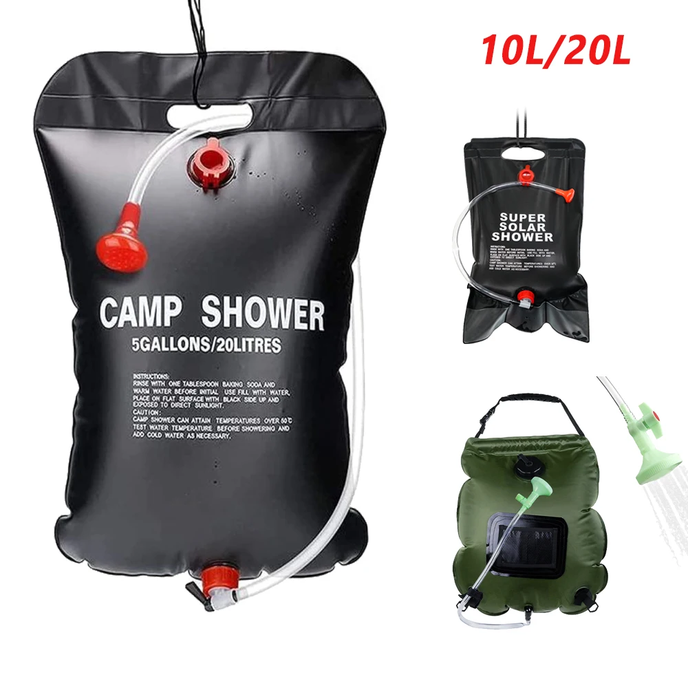 

10L 20L Portable Shower Bag Outdoor Camping Solar Water Bags Heating Shower Climbing Hydration Hiking Bag with Hose Shower Head