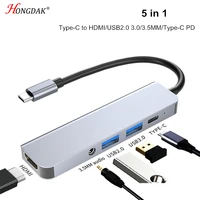 5 in 1 usb c hub type c to 4k hdmi usb 3 0 type c quick charge 3 5mm audio adapter for macbook ipad pro tablet pc accessories