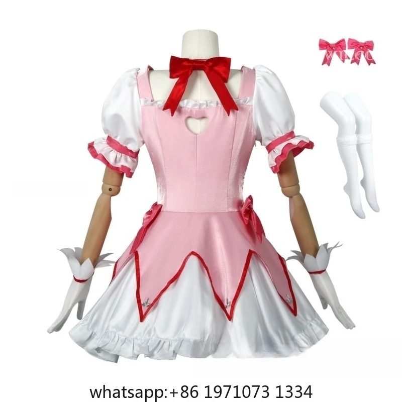Фото Костюм для косплея Puella Magi Madoka Magica: парик, подъюбник, туфли, розовое короткое бальное платье Канамэ Мадоки, униформа для вечеринки на Хэллоуин №3