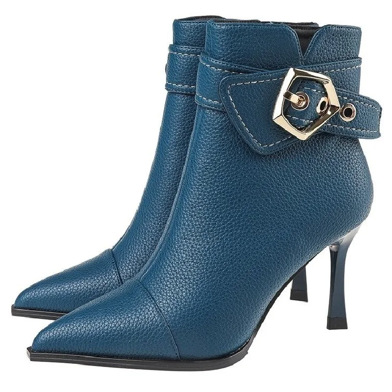 

Boots Woman Winter 2022 Shoes Women Chelsea Heels with Hanging Up To The Ankle Short White Elegant Buckle Dress Office Booties