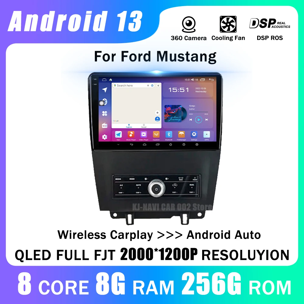 

For Ford Mustang 2009 - 2014 Auto Radio Android 13 Carplay Car Multimedia Player Navigation Stereo Head Unit GPS BT Bluetooth
