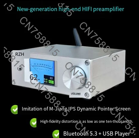 Фото HIFI-предусилитель Bluetooth 5.3, USB-плеер с независимым декодированием PCM5102 и 2,4-дюймовым TFT-экраном с сенсорным управлением №1