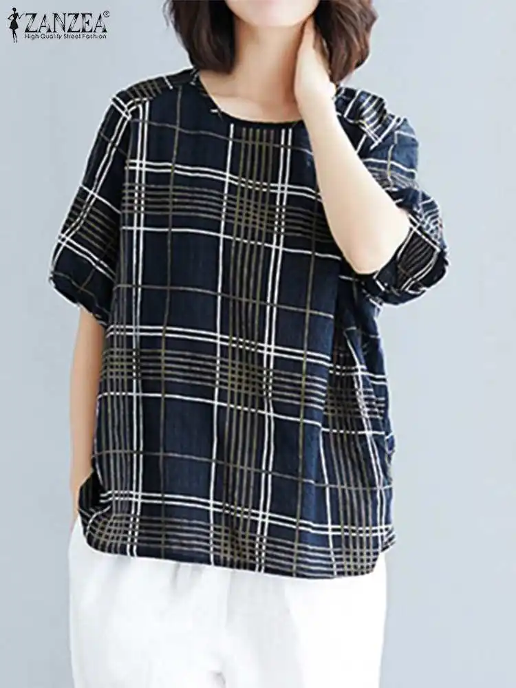 Женская блузка ZANZEA из искусственного хлопка с принтом