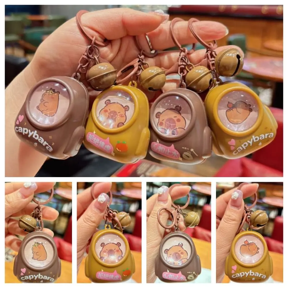 Мультяшный свет светящийся брелок с капибарой милый кулон колокольчик