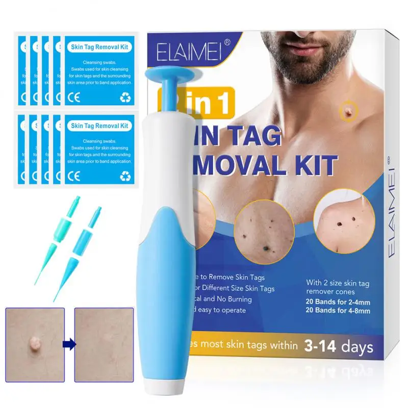 2 In1 Painless Auto Skin Tag Mole Wart Removal Kit Cleaning Tools Face Skin Care Body Wart Dot Treatments Remover Beauty Health 1