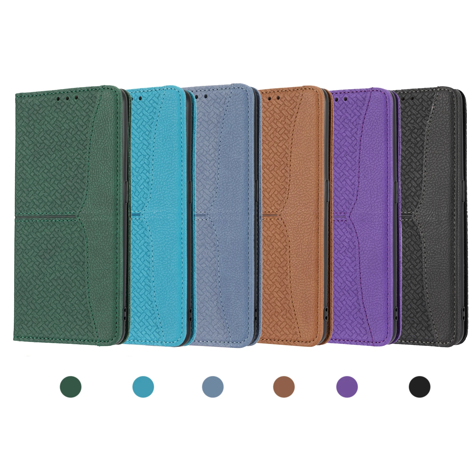 

Solid Color Flip Leather Phone Case For Samsung A15 A05 A05S Card Wallet Lanyard Braided pattern Back Cover