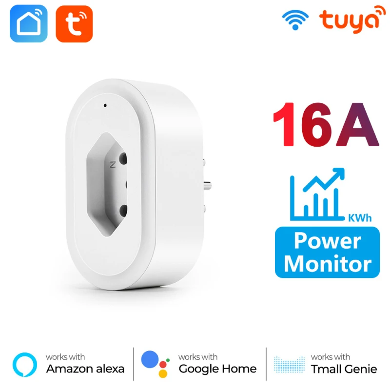 

Top Smart Wifi Plug BR Socket Outlet 16A with Power Monitor Function Smart Life App Remote Control Works with Alexa Google Home