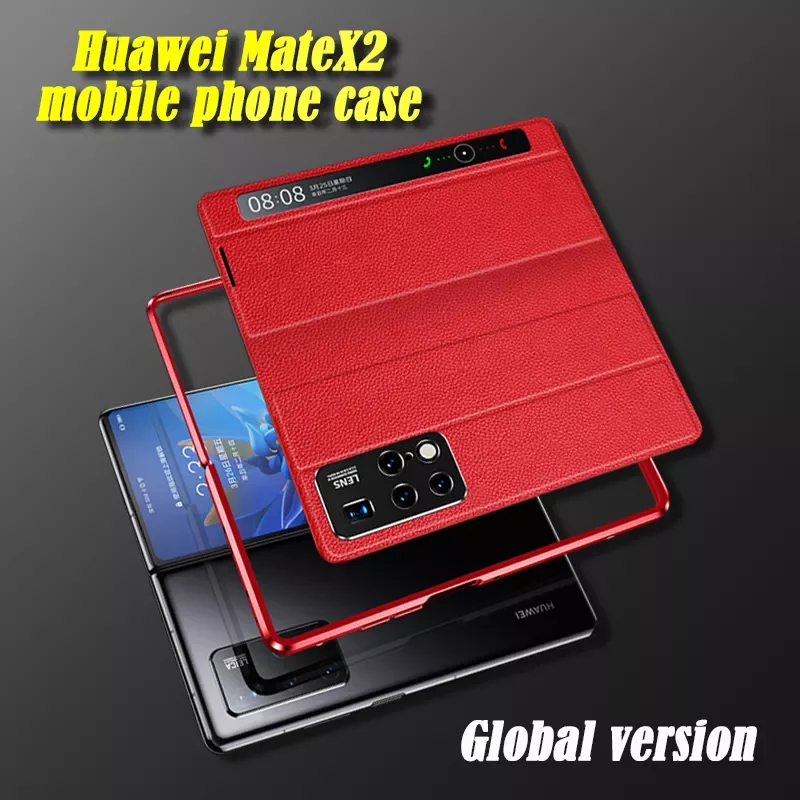 New Luxurious Huawei Mate x2 Case Metal Lens Leather Holster Anti-fall All-inclusive Protective Cover High-end Mobile PhoneCase