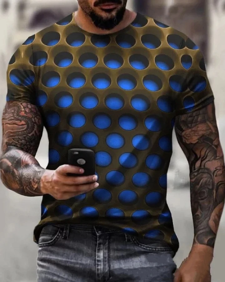 

Print Graphic Optical Illusion Plus Size Short Sleeve Casual Tops 3D t shirts