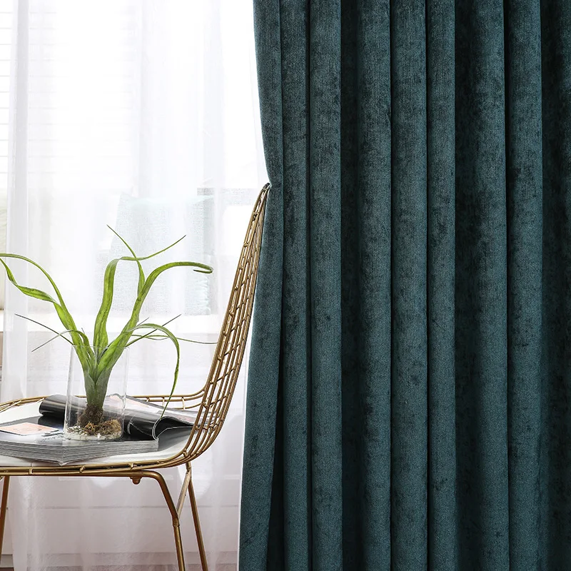 

Шторы блэкаут современные минималистичные однотонные, гардины из синели для гостиной, спальни, драпировки зеленые, на заказ