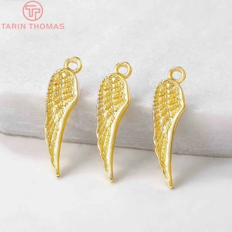 (1819) 10 шт. 4x22 мм 24 К позолоченные латунные крылья подвески высокое качество Diy
