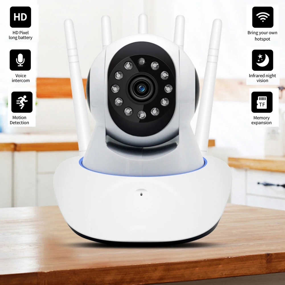 

WiFi Surveillance Cameras Video Record Mini Security Camera Night Vision Two-way Intercom Baby Monitor for Home Apartment