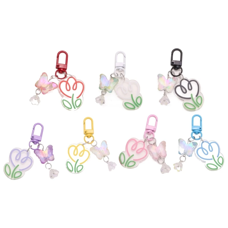 

M2EA портативный тюльпаны бабочка брелок кулон легкий цветок кулон брелок