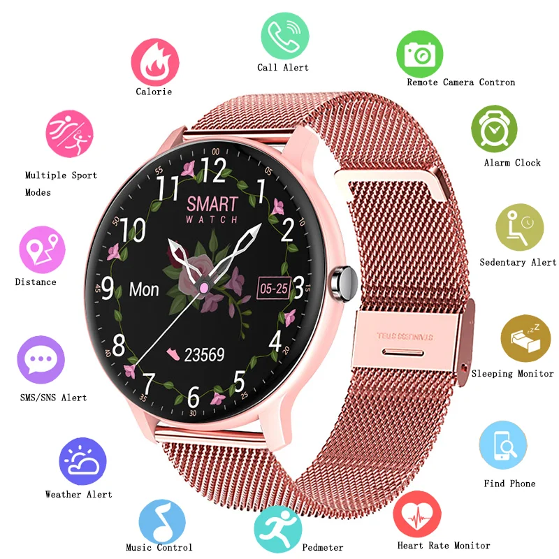 Новинка 2022 женские умные часы с сенсорным экраном фитнес-трекер артериального