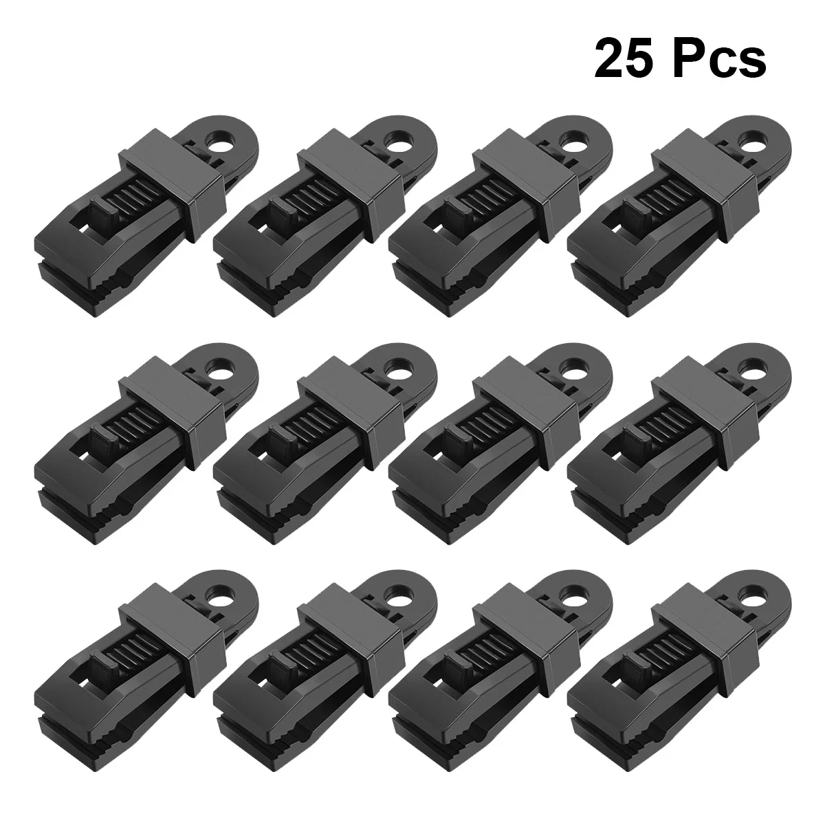 

25pcs Tents Clamps Multifunction Awning Wind Rope Buckle Awnings Plastic Clips Tent Tighten for Outdoor (Black)