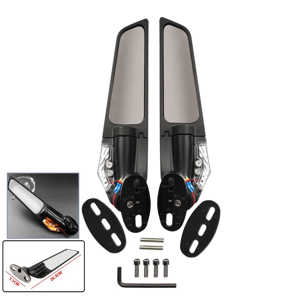 

Зеркала Заднего Вида Для Мотоциклов Suzuki GSXR 600 750 1000 GSX1000 С LED-поворотниками, Алюминиевые, Стеклянные